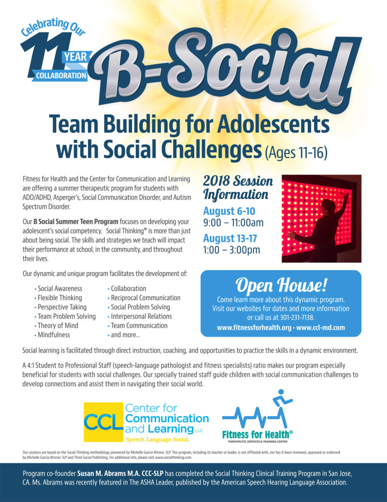 ccl-2018-B-Social Team Building for Adolescents with Social Challenges (Ages 11-16)