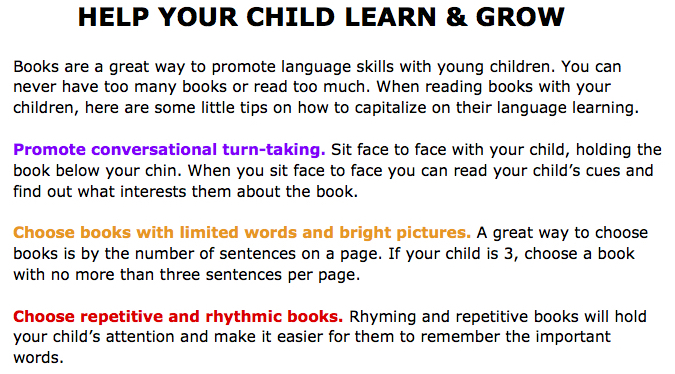 CCL Parent tips to promote Language